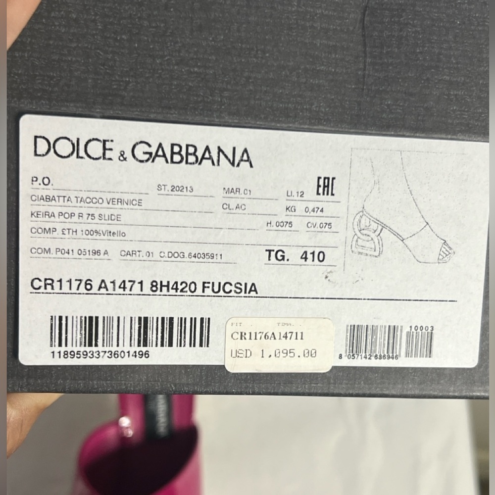Dolce & Gabbana Fuchsia CIABATTA TACCO with Gold Interlocking Heels SZ 41EU/11US - Picture 14 of 15